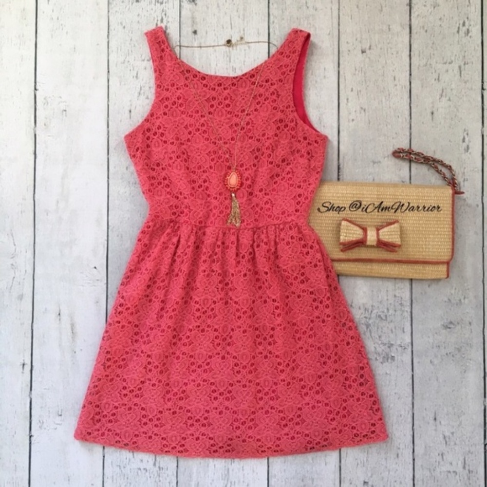 The Limited Coral Pink Lace Sleeveless Dress Sz 6